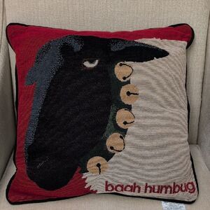 Art Institute of Chicago Baah Humbug Sheep Tapestry Christmas Throw Pillow NWT